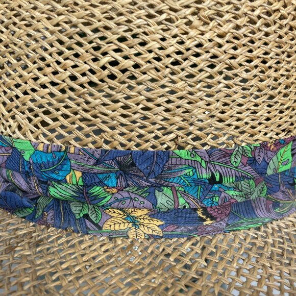 Vintage DPC Dorfman Pacific Co Straw Hat Tropical Trim Parrots Floral Vacation - Picture 9 of 14